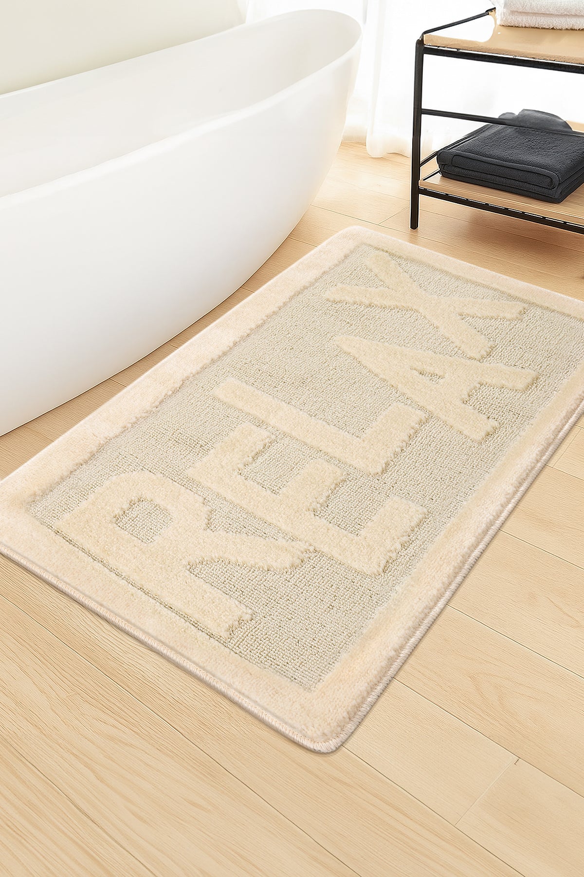 Doğal Kaymaz Taban Banyo Paspas Uzun Ömürlü Yumuşak Dokulu Su Emici Yıkanabilir Relax 60x100