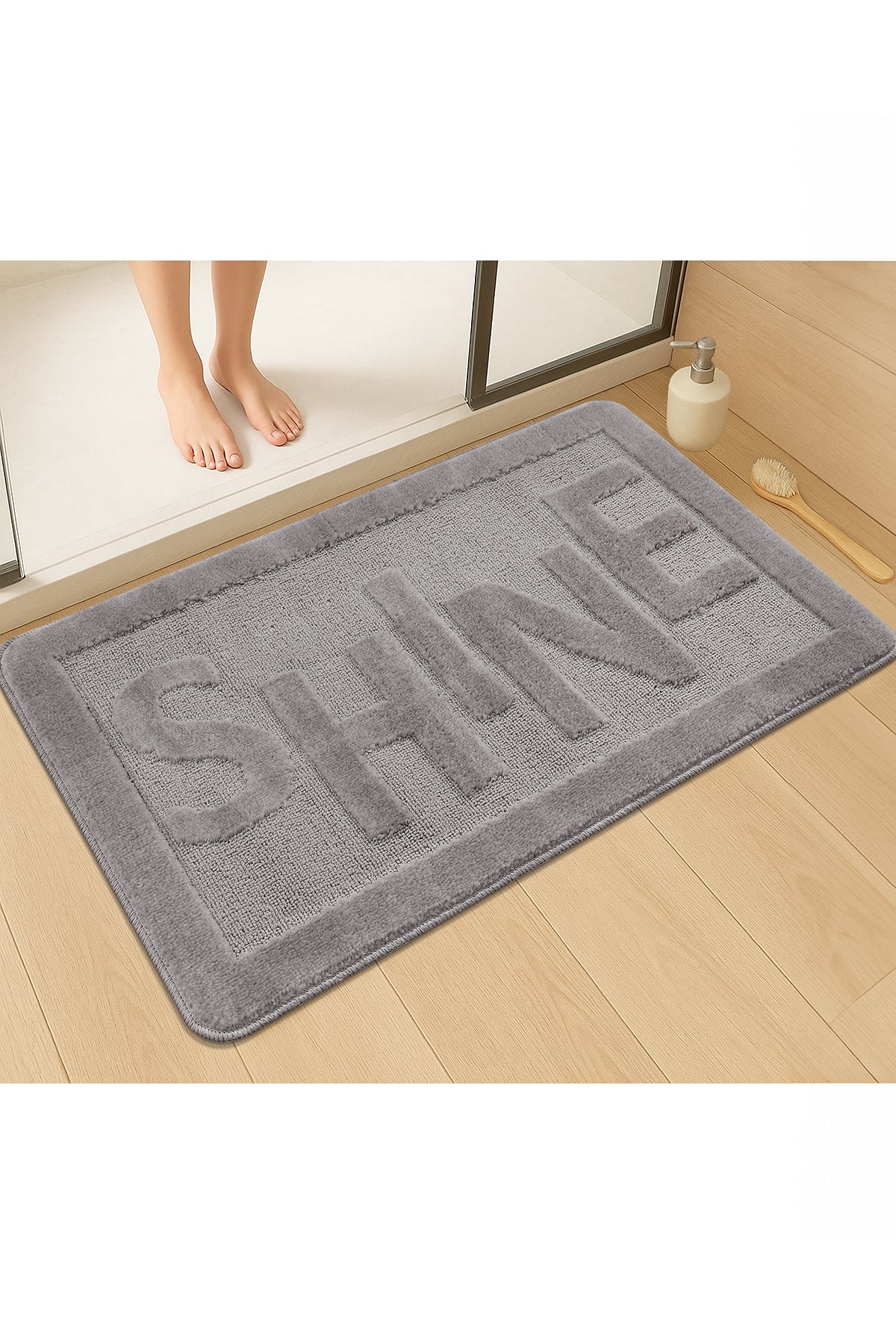 Doğal Kaymaz Taban Banyo Paspas Uzun Ömürlü Yumuşak Dokulu Su Emici Yıkanabilir Shine 60x100