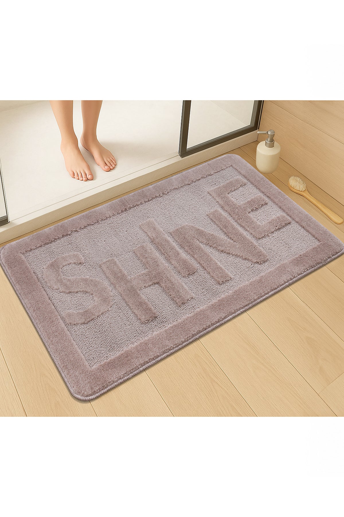 Doğal Kaymaz Taban Banyo Paspas Uzun Ömürlü Yumuşak Dokulu Su Emici Yıkanabilir Shine 60x100