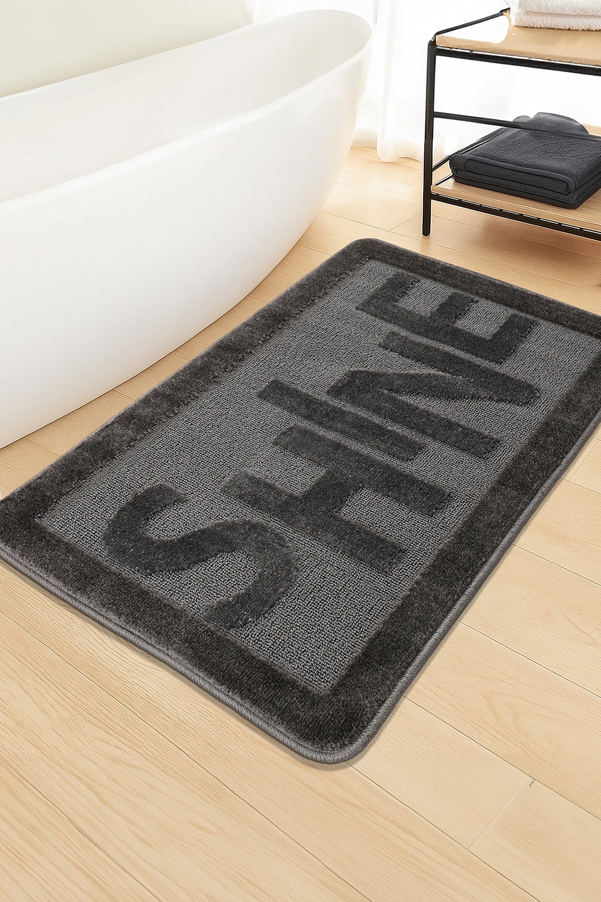 Doğal Kaymaz Taban Banyo Paspas Uzun Ömürlü Yumuşak Dokulu Su Emici Yıkanabilir Shine 60x100