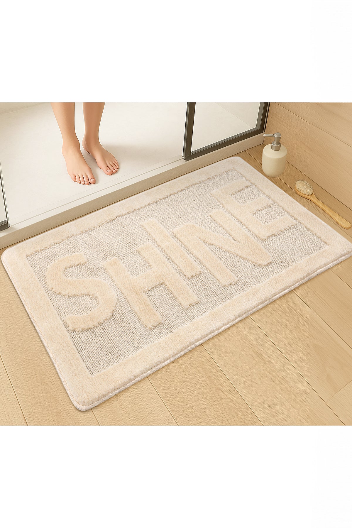 Doğal Kaymaz Taban Banyo Paspas Uzun Ömürlü Yumuşak Dokulu Su Emici Yıkanabilir Shine 60x100