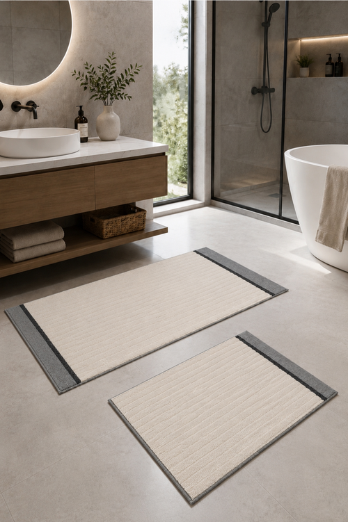 Dokuma Yüzey Kaymaz Taban Su Emici Yıkanabilir Banyo Paspası