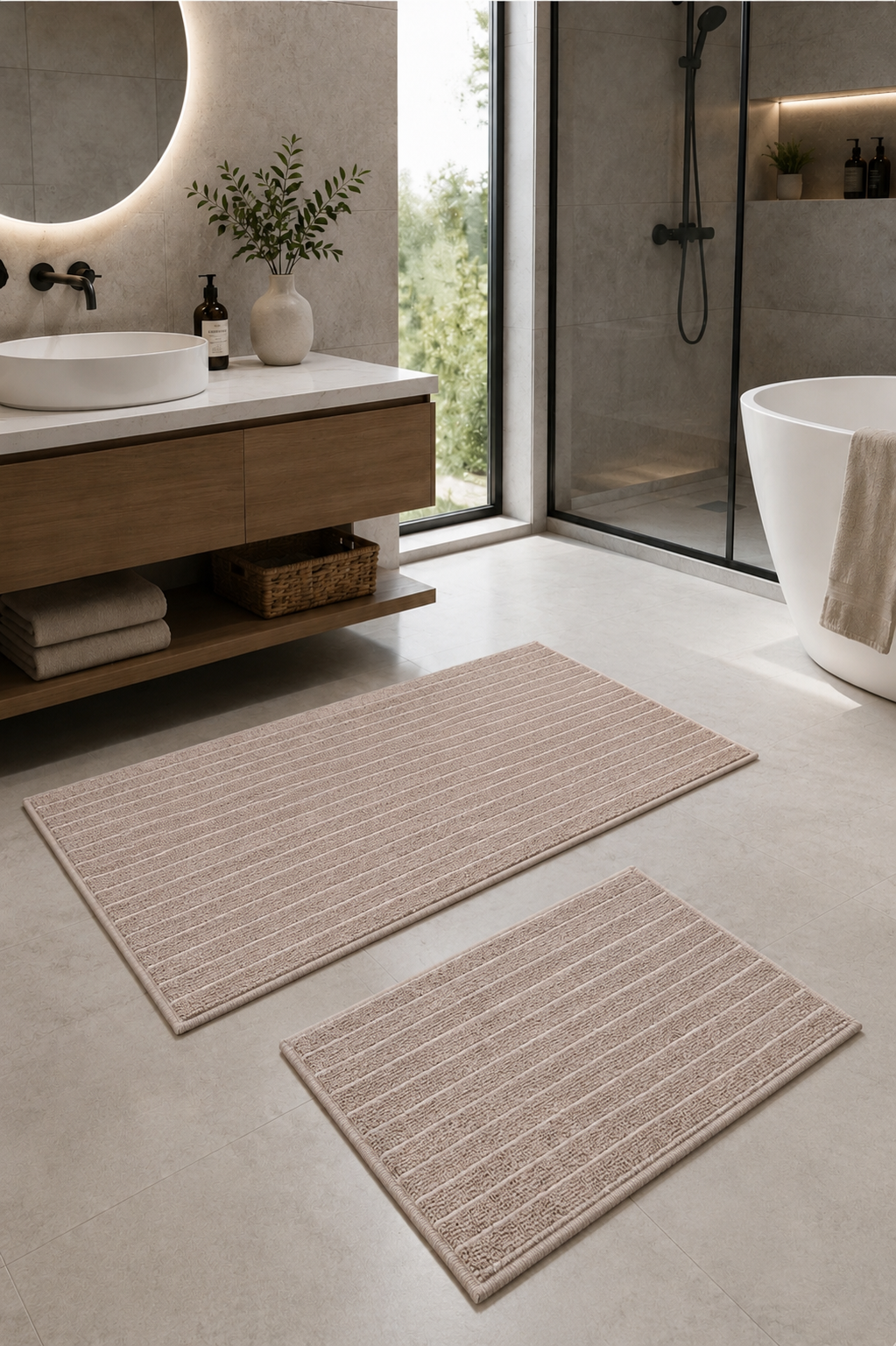 Dokuma Yüzey Kaymaz Taban Su Emici Yıkanabilir Banyo Paspası