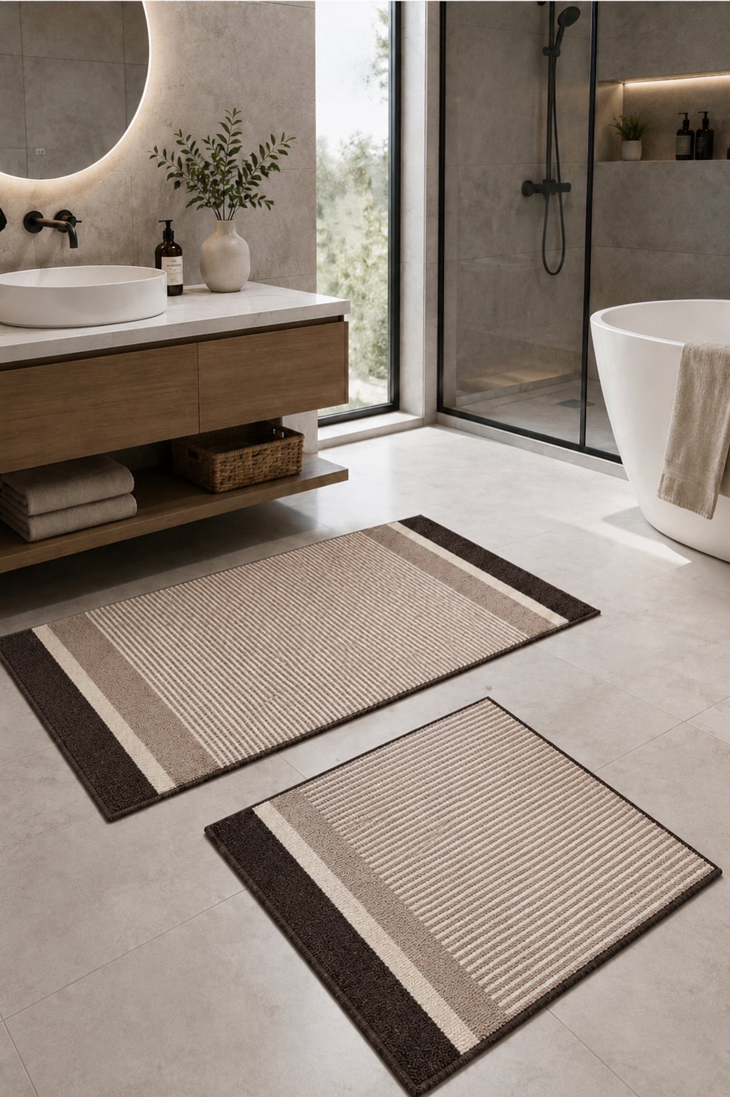 Dokuma Yüzey Kaymaz Taban Su Emici Yıkanabilir Banyo Paspası