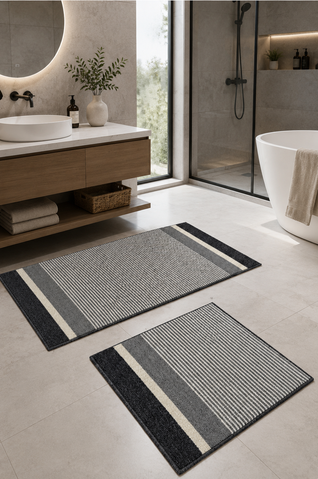 Dokuma Yüzey Kaymaz Taban Su Emici Yıkanabilir Banyo Paspası