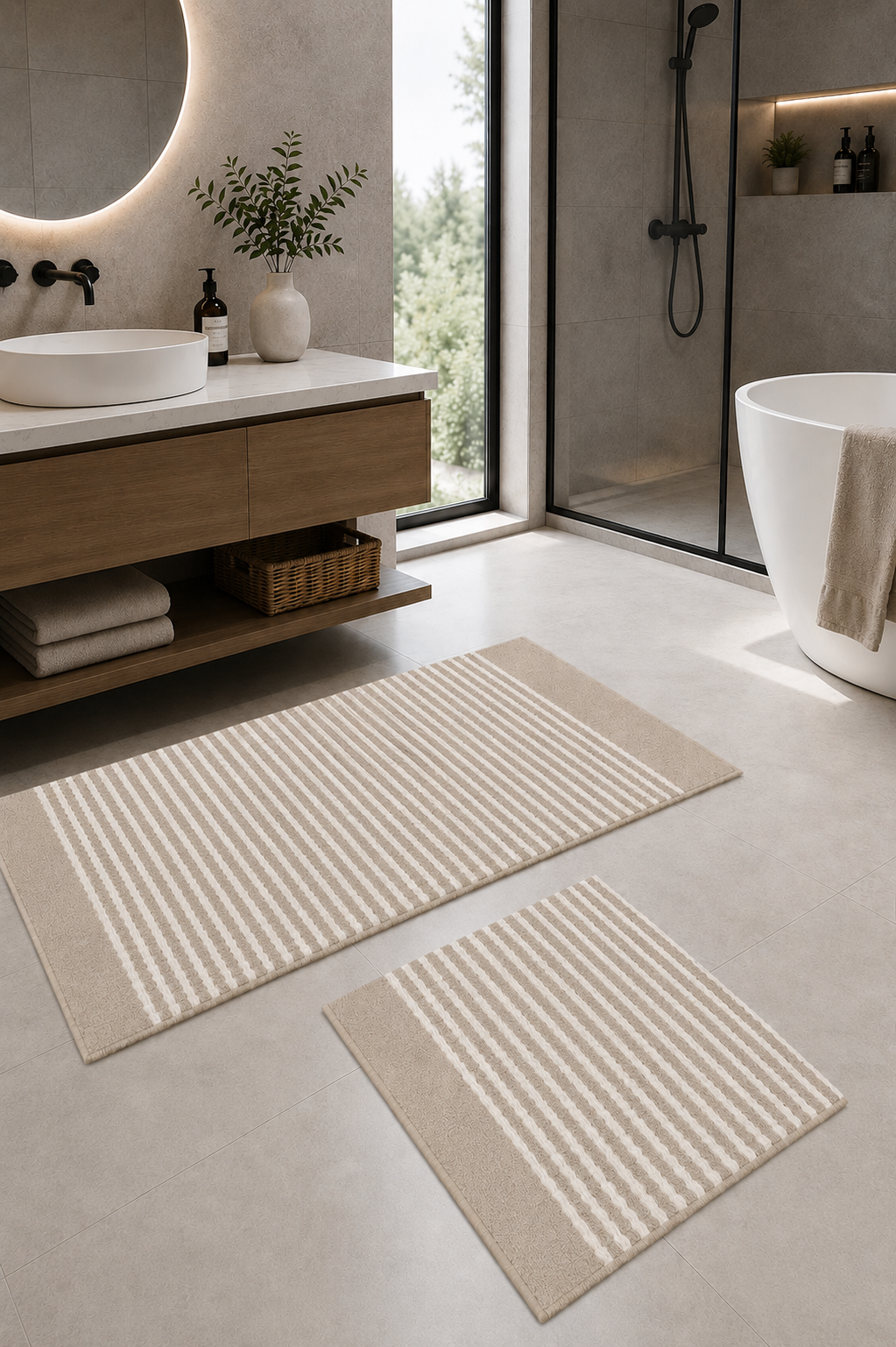 Dokuma Yüzey Kaymaz Taban Su Emici Yıkanabilir Banyo Paspası
