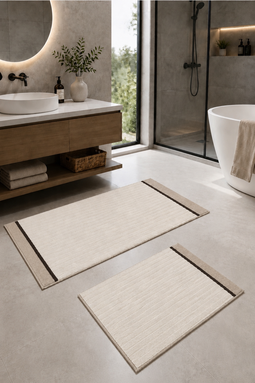 Dokuma Yüzey Kaymaz Taban Su Emici Yıkanabilir Banyo Paspası