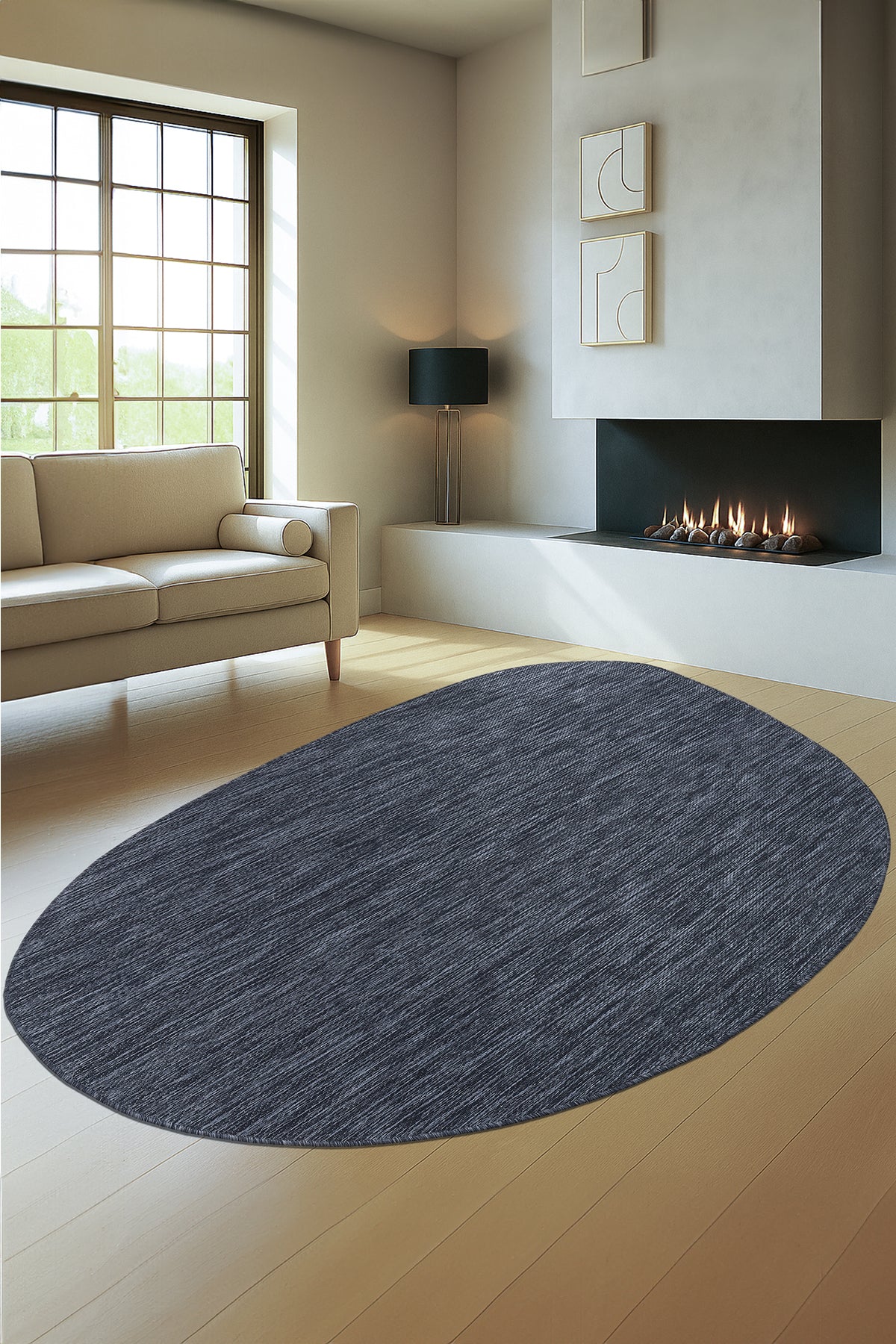 Konfor Halı Tema 9034 Lacivert Sisal Hasır İç Dış Mekan Kilim Dekoratif Bahçe Balkon Salon Halısı