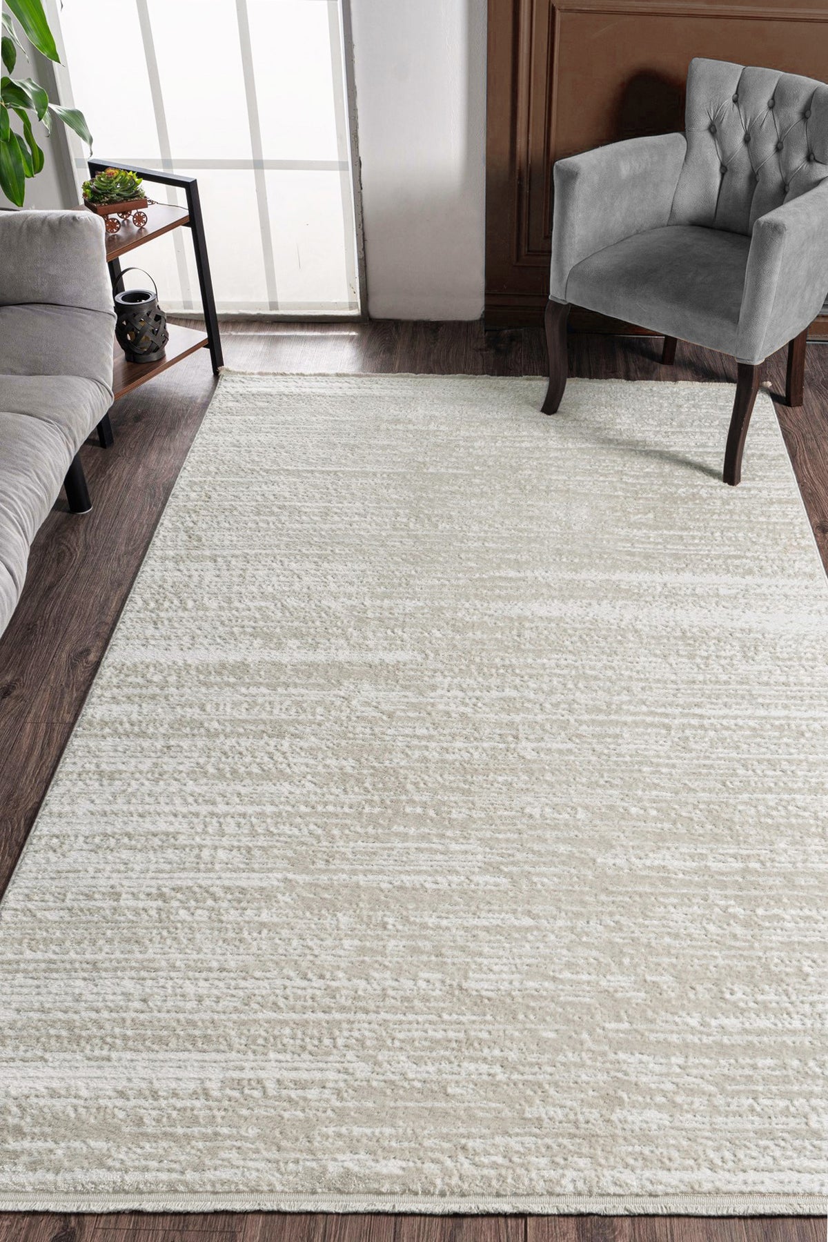 Konfor Jasmine 1452  Krem Bej Modern Dokuma Halı