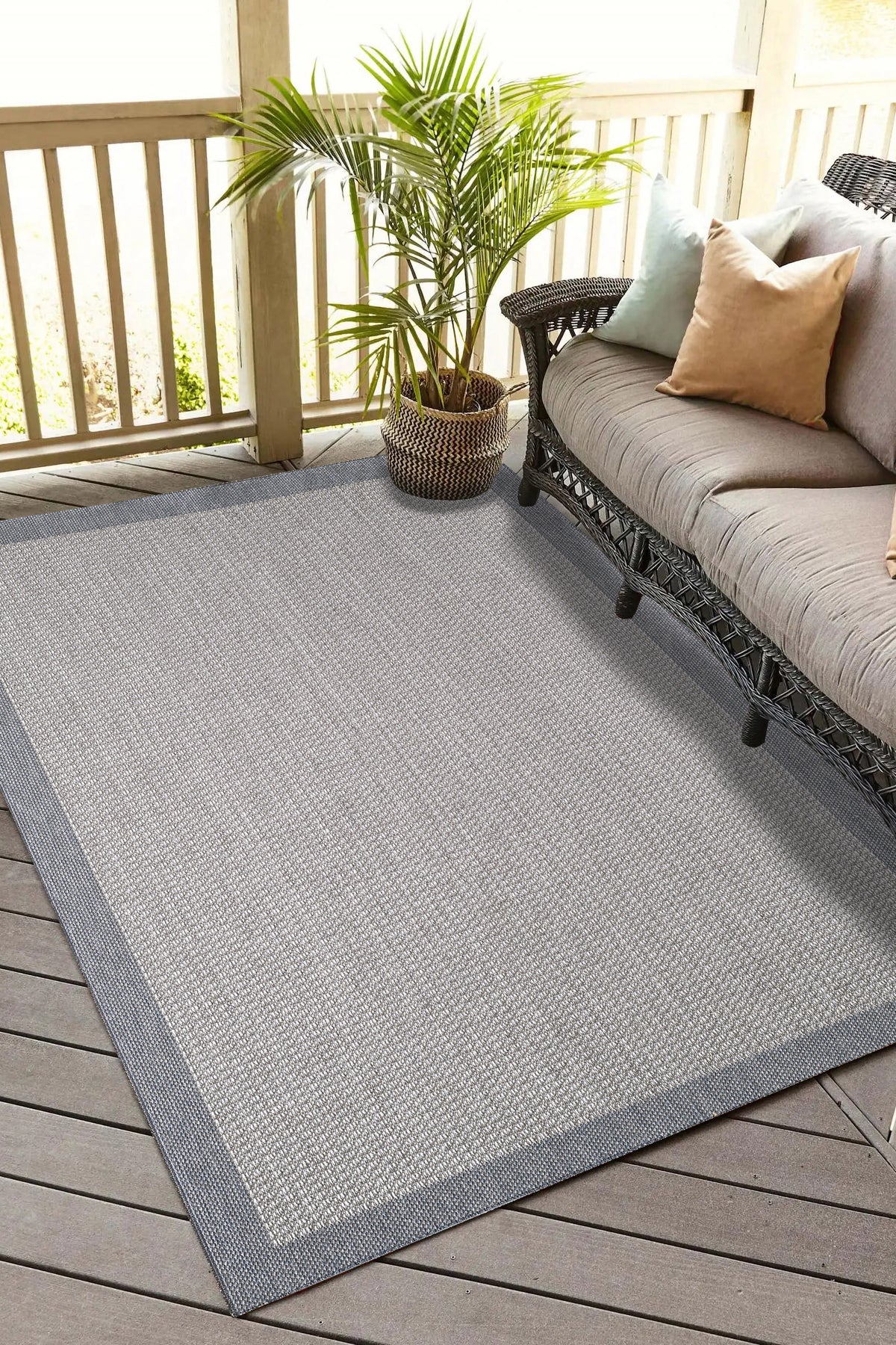 Konfor Sisalux 3092 Gri Jüt Tabanlı Modern Dokuma Kilim Sisal Hasır Halı