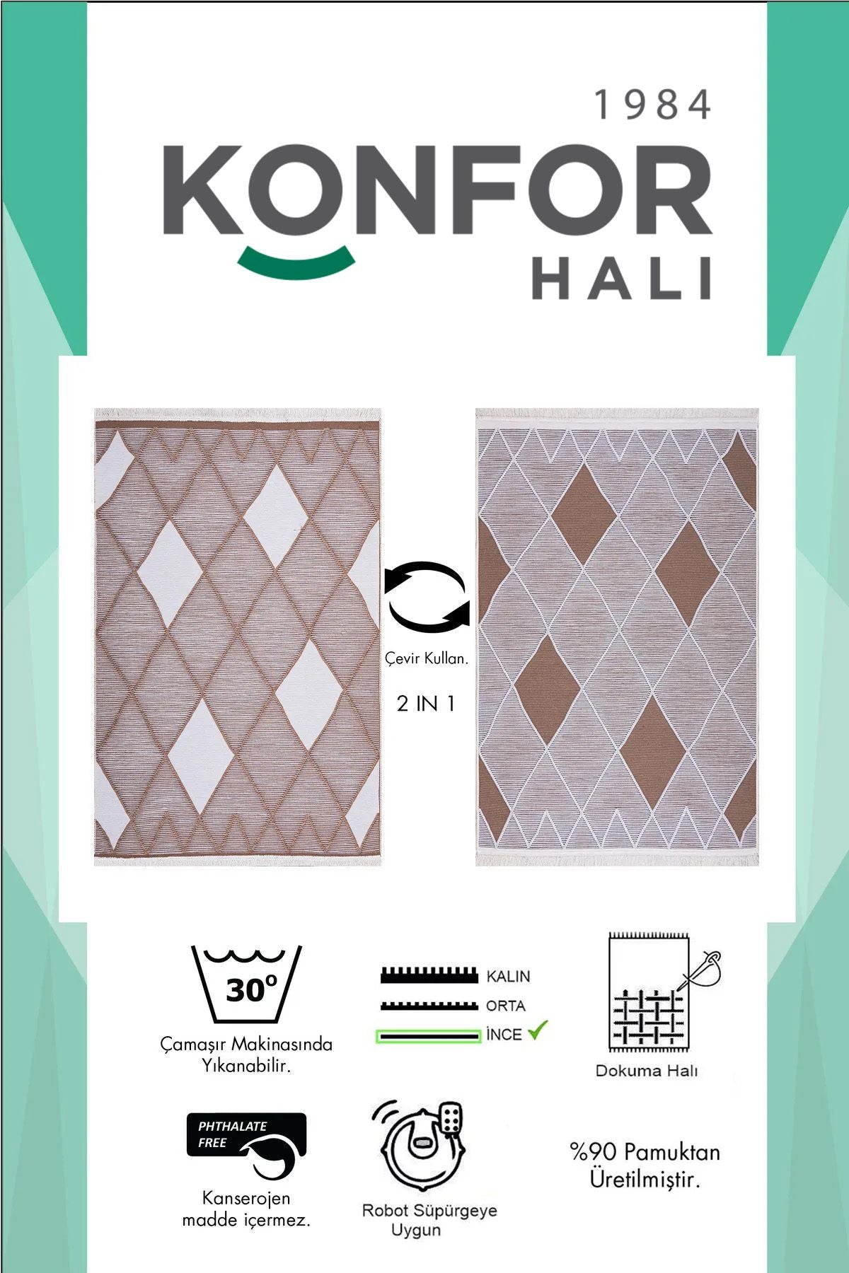 Modern Çift Taraflı Yıkanabilir Pamuk Saçaklı Dokuma Dekoratif Yolluk Halı Kilim