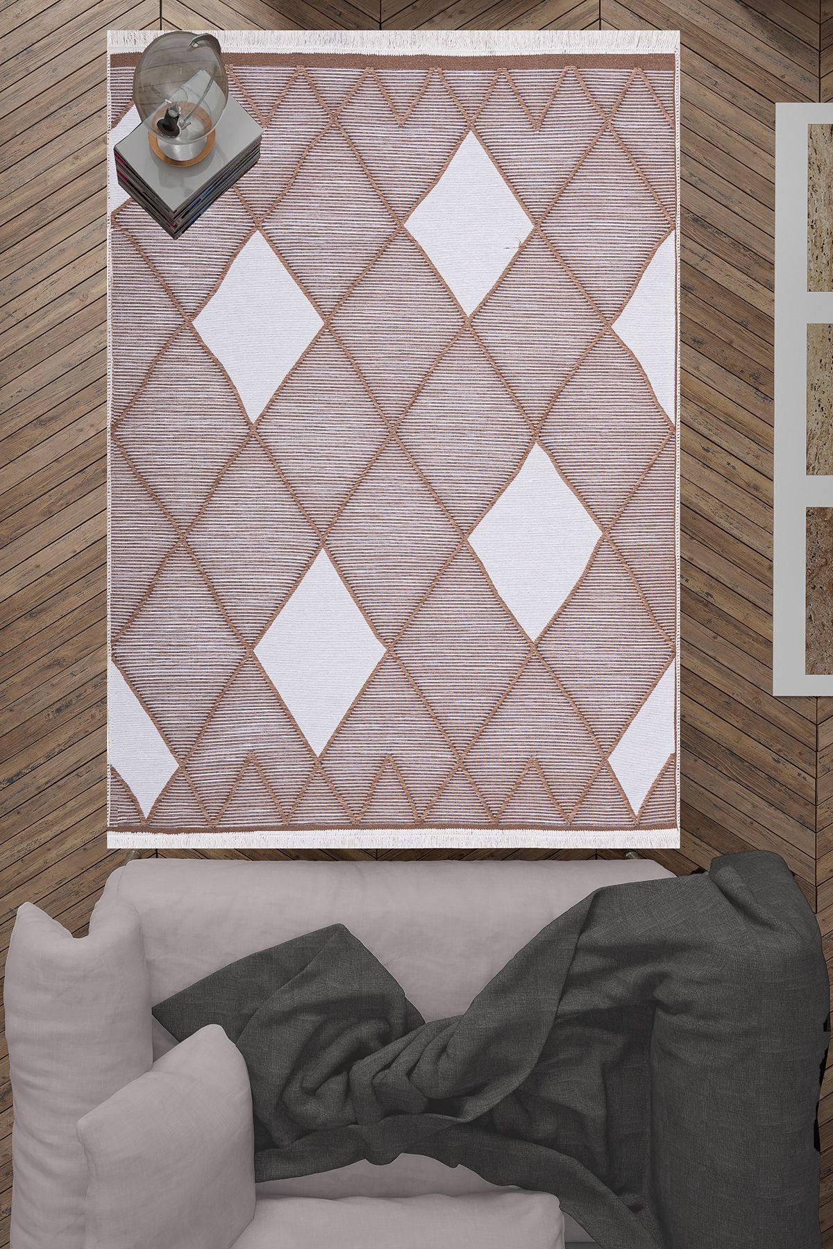 Modern Çift Taraflı Yıkanabilir Pamuk Saçaklı Dokuma Dekoratif Yolluk Halı Kilim