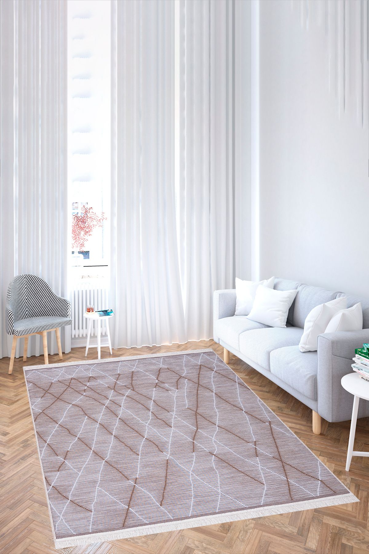 Modern Çift Taraflı Yıkanabilir Pamuk Saçaklı Dokuma Dekoratif Yolluk Halı Kilim