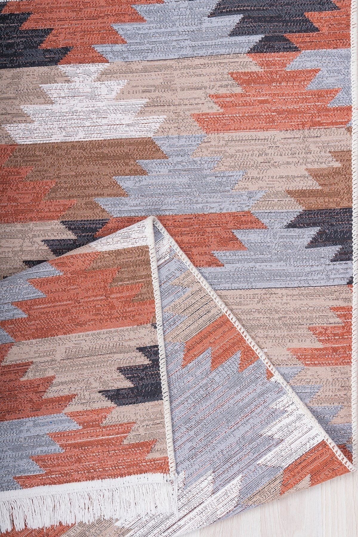 Modern Çift Taraflı Yıkanabilir Pamuk Saçaklı Dokuma Dekoratif Yolluk Halı Kilim