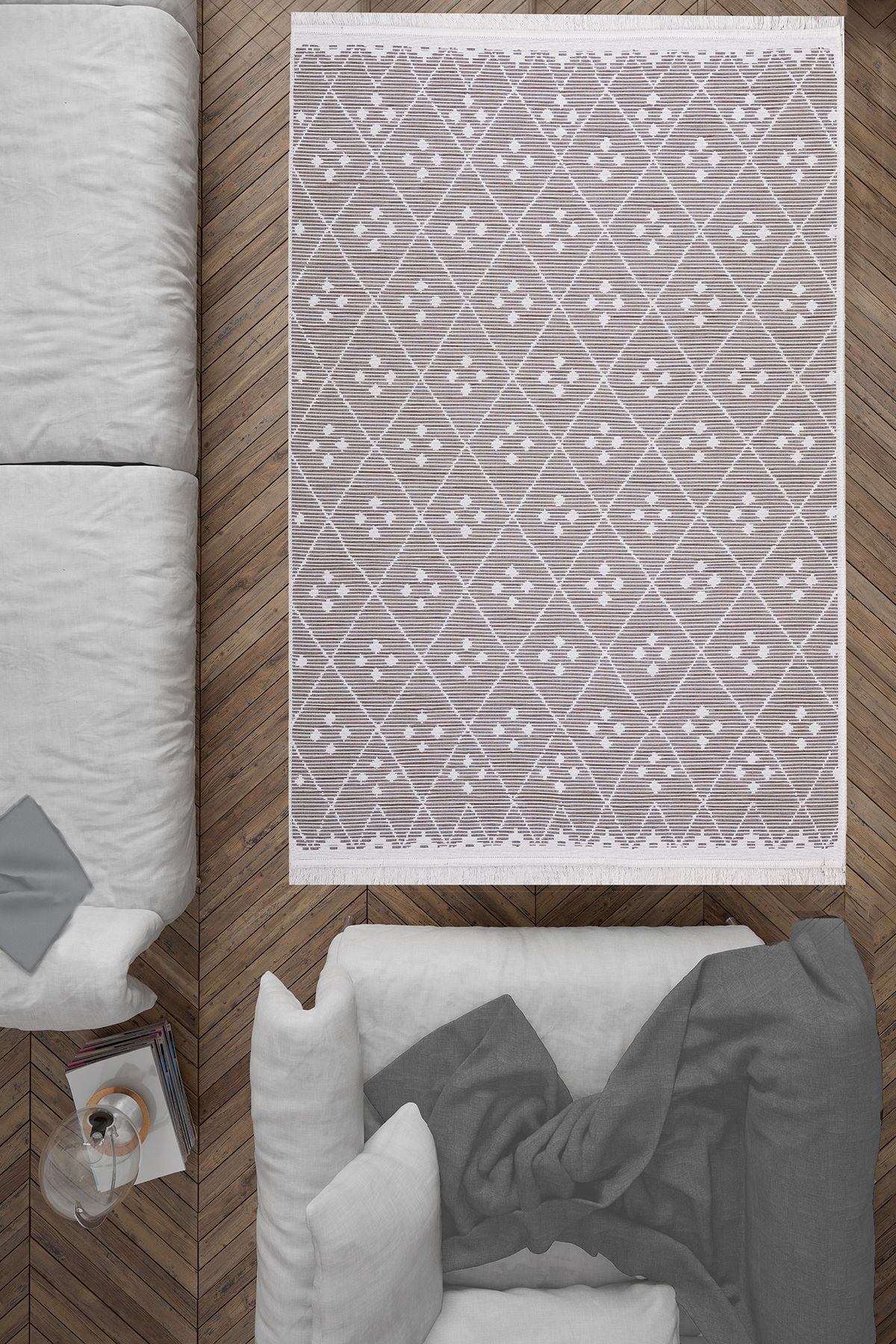 Modern Çift Taraflı Yıkanabilir Pamuk Saçaklı Dokuma Dekoratif Yolluk Halı Kilim