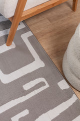 Moderno 3336 Gri Beyaz Modern Desenli Dokuma Halı Salon Oturma Odası Mutfak Halısı Tozumaz Makine Halısı