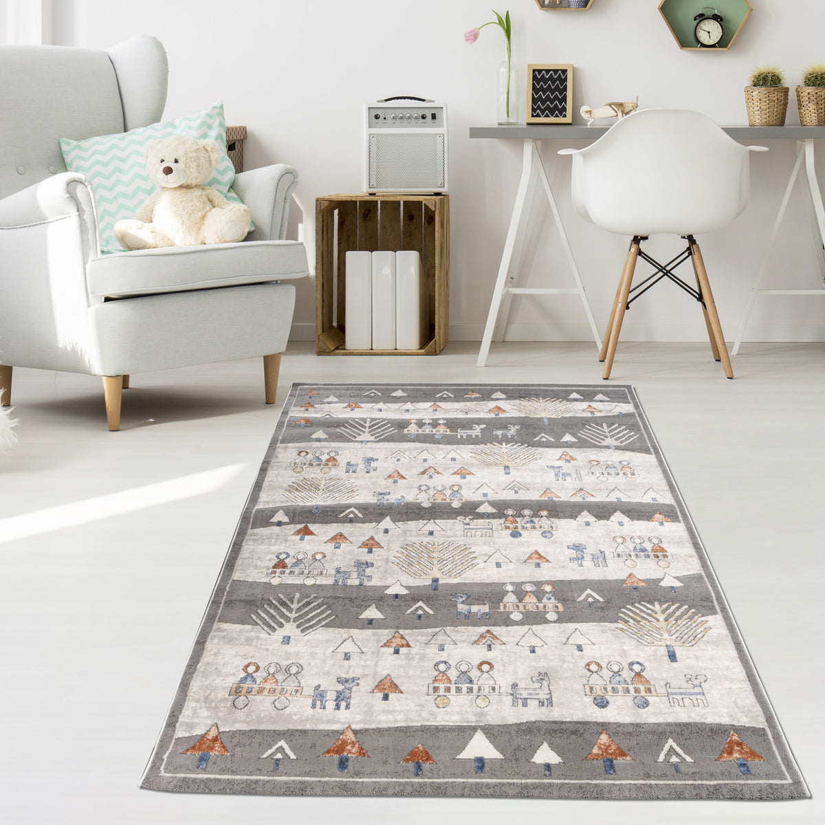 Konfor Kids Renkli 4583 Yumuşak Dokulu Modern Dokuma Çocuk Halısı