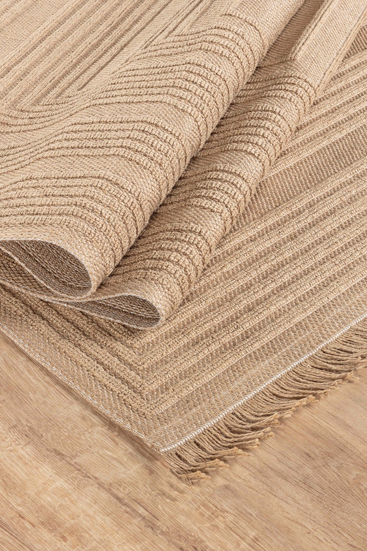 Natura 6662 %100 Doğal Jüt Kilim Bej Renkli Yumuşak Dokulu Şık Tasarımlı Kilim Modern Dokuma Kilim