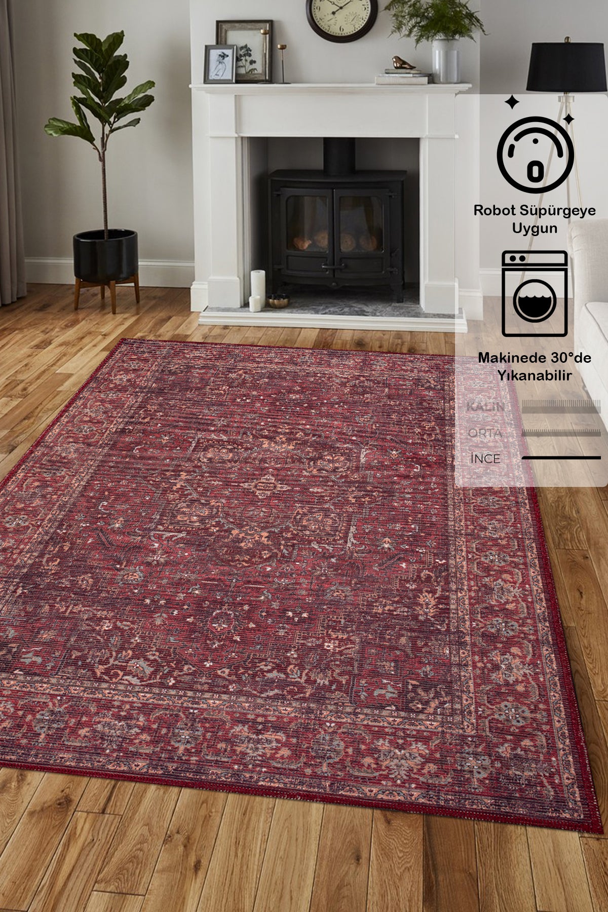 Konfor Antico 2310 Pamuk Tabanlı Yıkanabilir Otantik Vintage Klasik Eskitme Halı