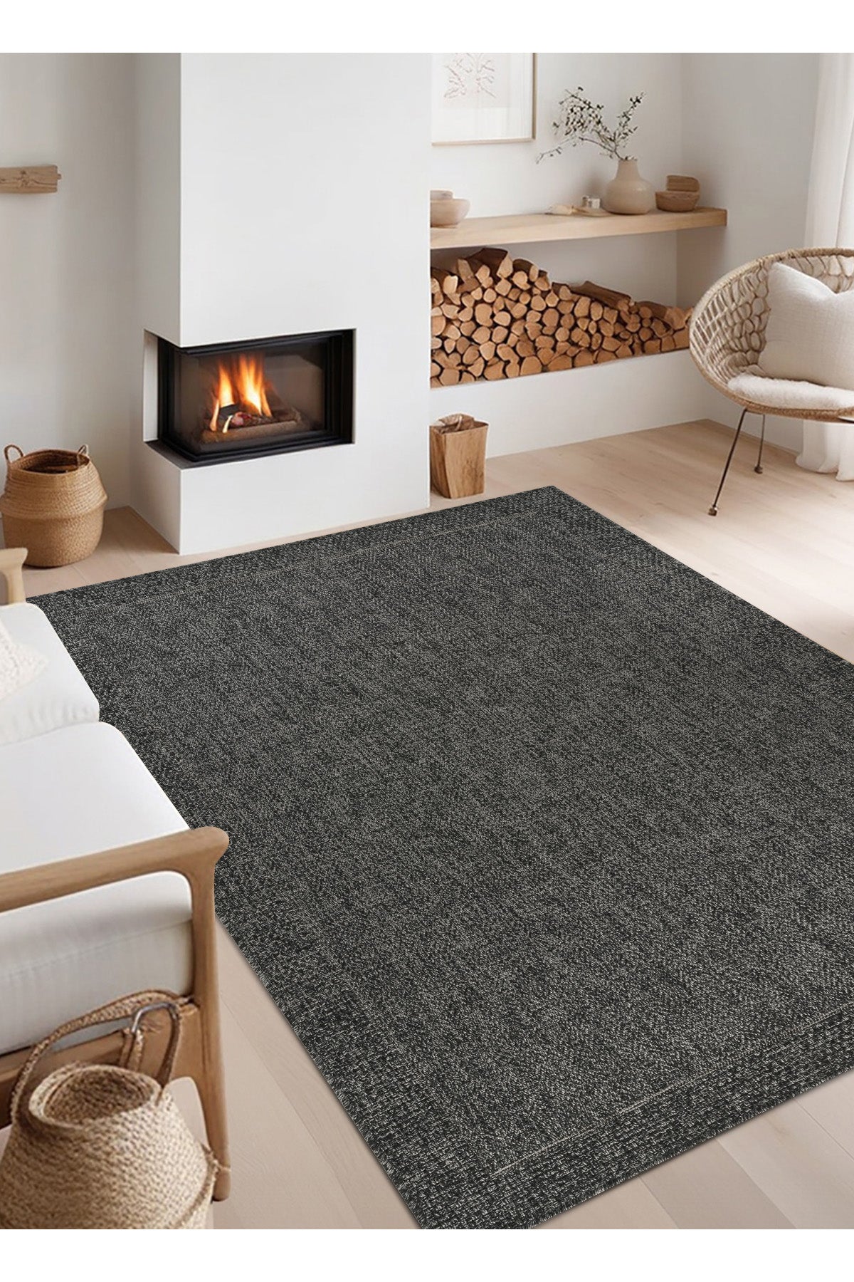Rusticana 3111 Antrasit Naturel Jüt Halı Modern Örme Kilim  Rusticana_3111