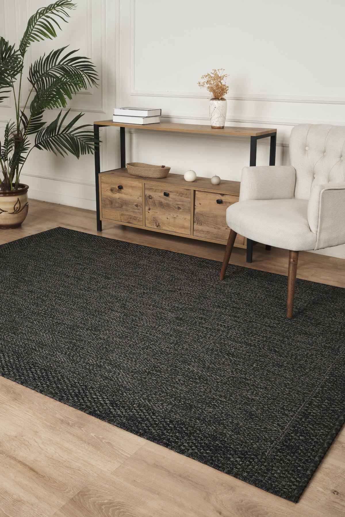 Rusticana 3111 Antrasit Naturel Jüt Halı Modern Örme Kilim  Rusticana_3111