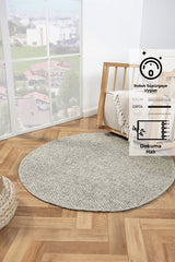 Rusticana 3103 Naturel Jüt Halı Modern Örme Yuvarlak Kilim