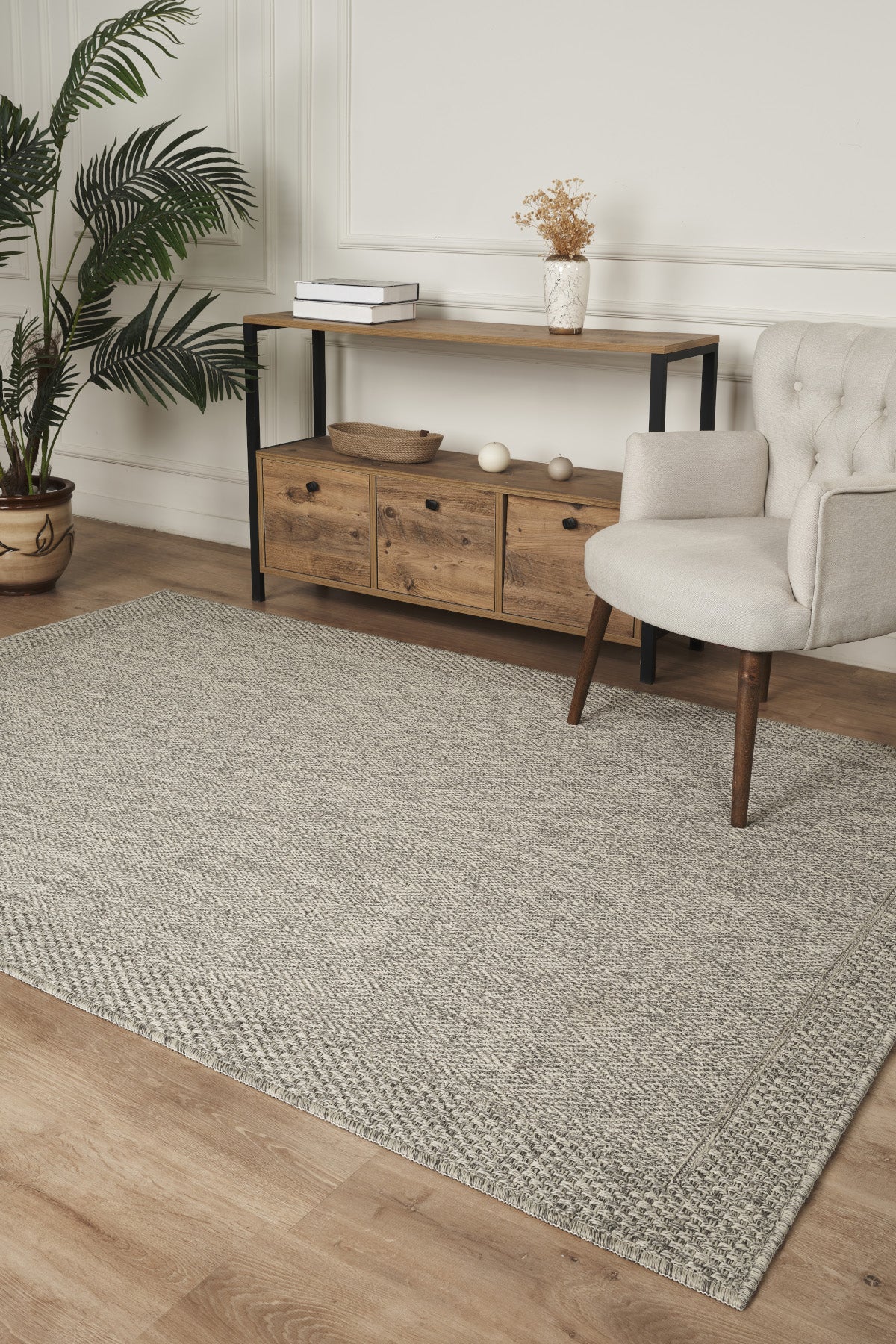 Rusticana 3109 Gri Naturel Jüt Halı Modern Örme Kilim Rusticana_3109
