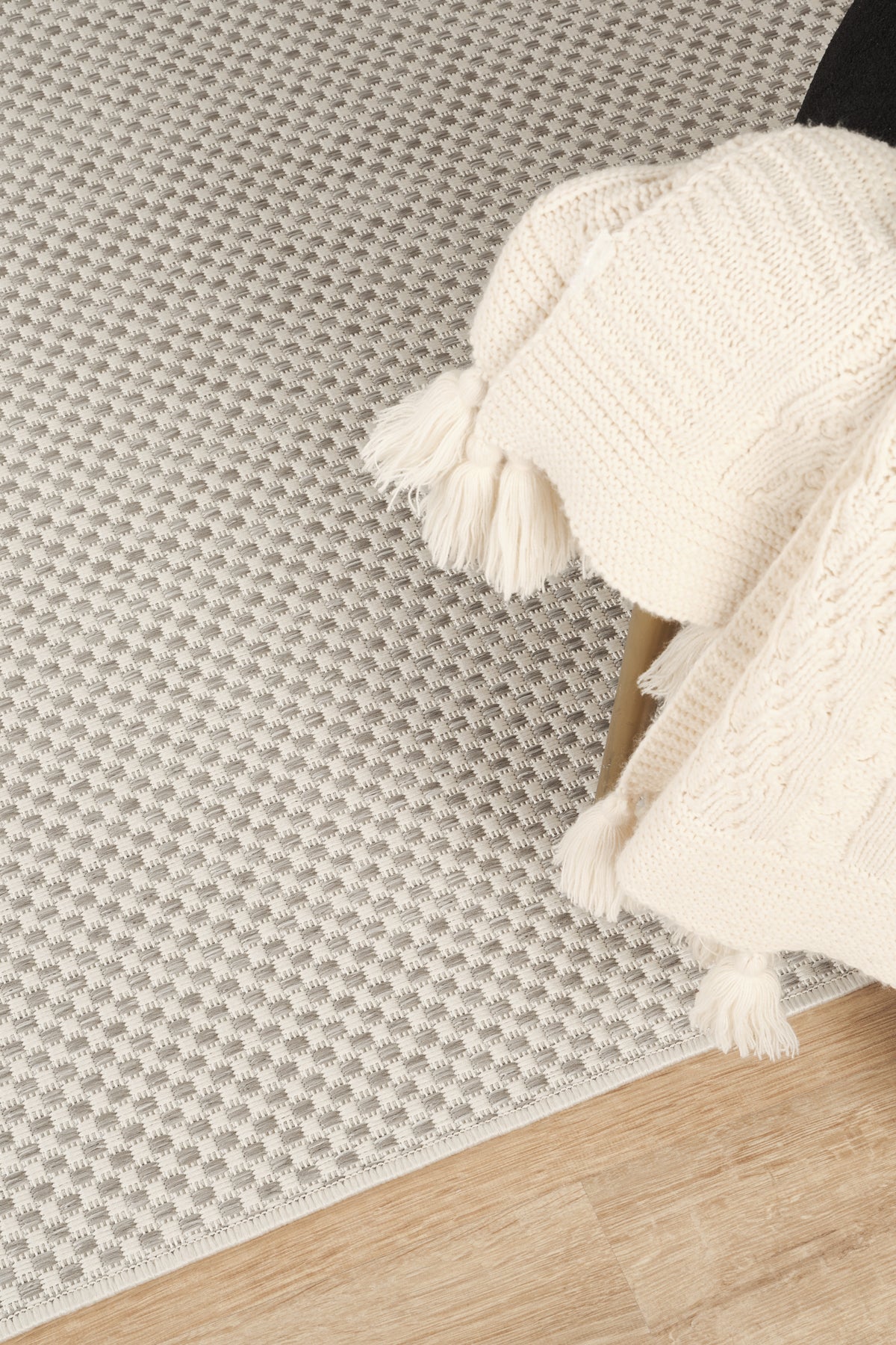 Sisalux 3082 Beyaz Gri Sisal Dokuma Jüt Kilim Hav Toz Vermez Halı Salon Mutfak Oturma Odası Halısı