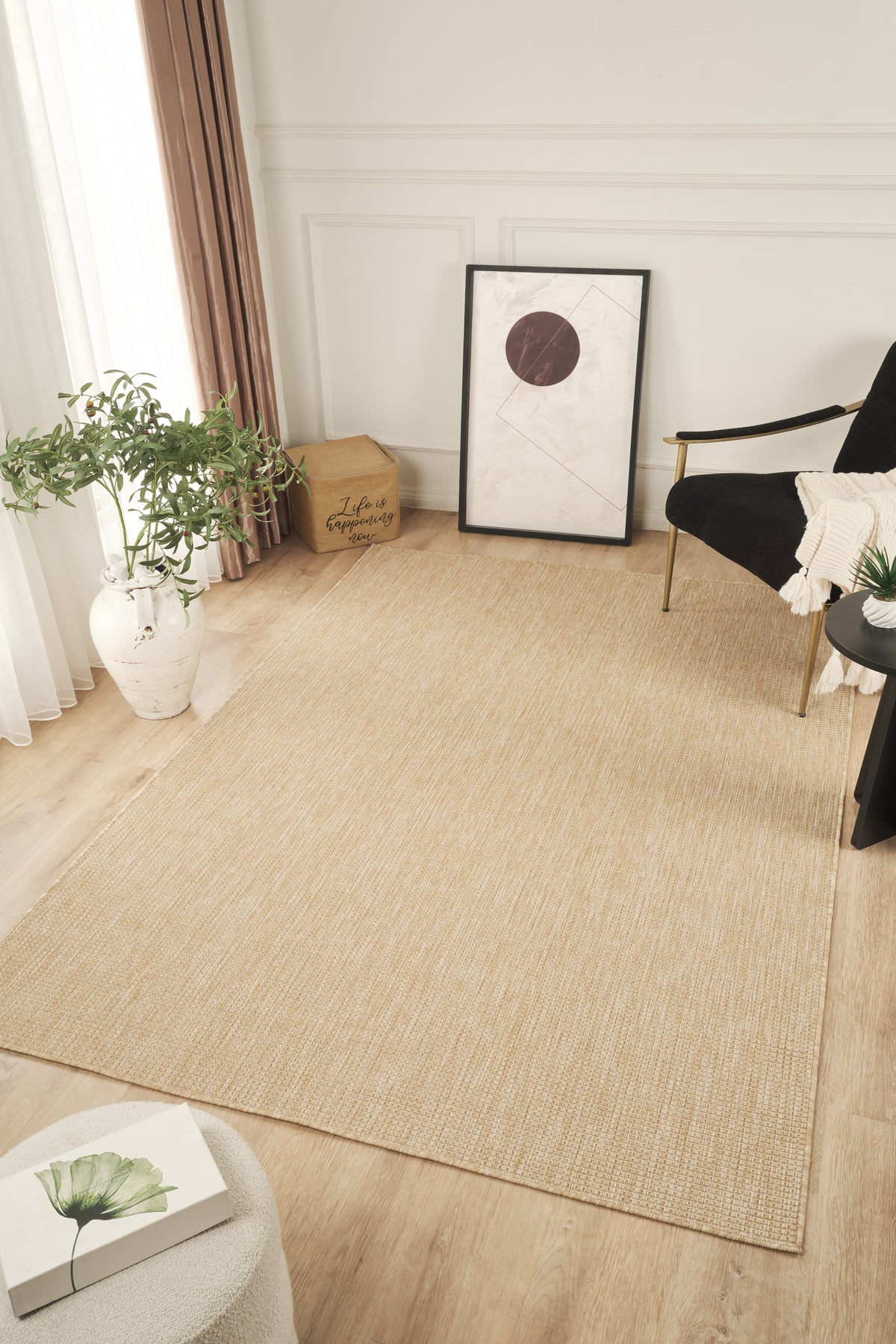 Sisalux 3083 Bej Sisal Dokuma Jüt Kilim Hav Toz Vermez Halı Salon Mutfak Oturma Odası Halısı