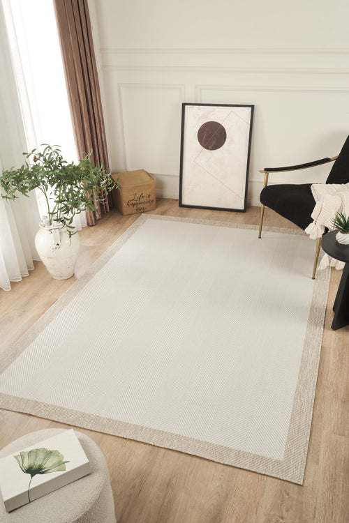 Sisalux 3084 Krem Bej Sisal Dokuma Jüt Kilim Hav Toz Vermez Halı Salon Mutfak Oturma Odası Halısı