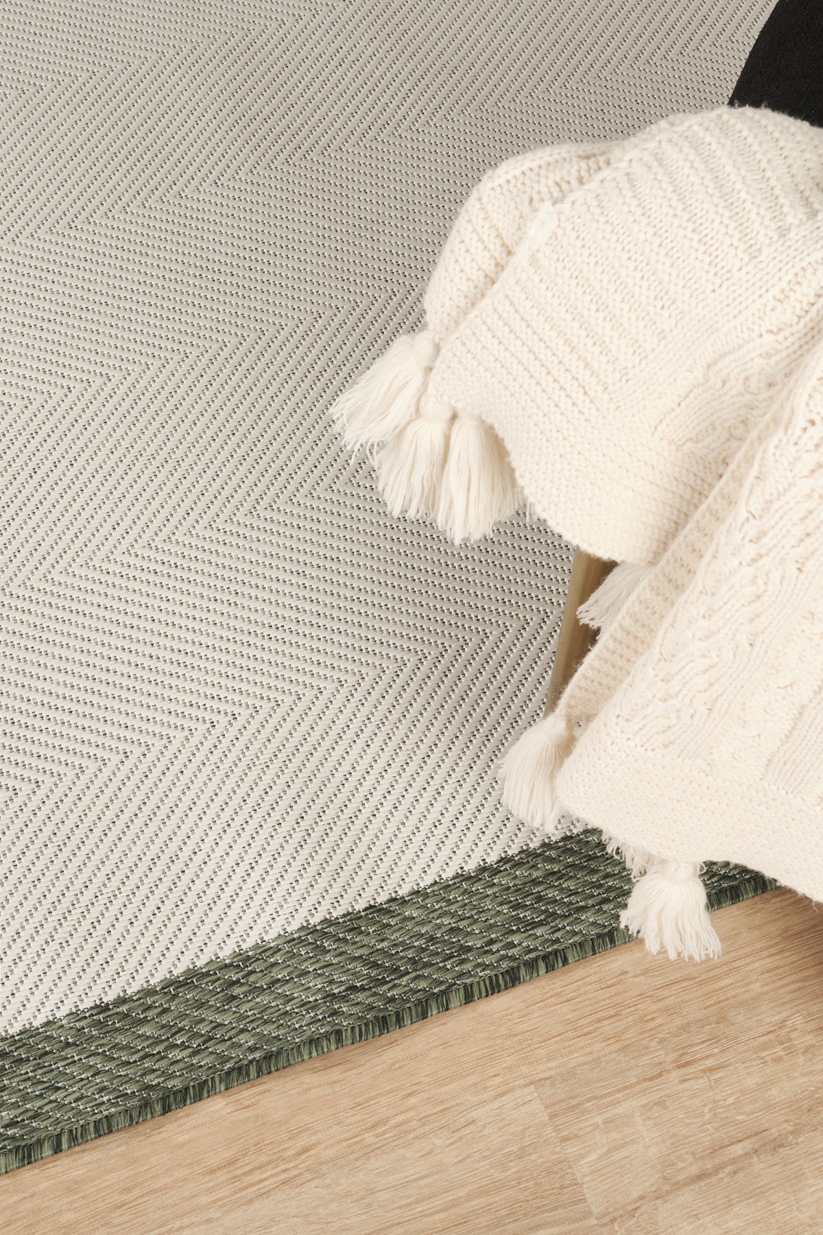 Sisalux 3090 Krem Yeşil Yuvarlak Sisal Dokuma Jüt Kilim Hav Toz Vermez Mutfak Oturma Odası Halısı
